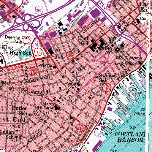Topographic Map of Oak Street Theatre, ME