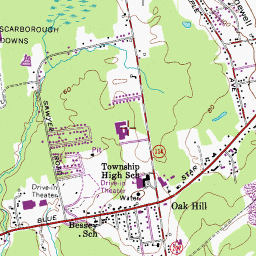 Topographic Map of Oakhill Plaza Shopping Center, ME