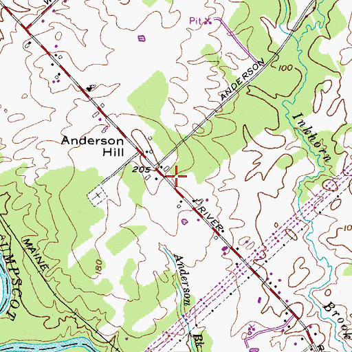 Topographic Map of Old Anderson Cemetery, ME