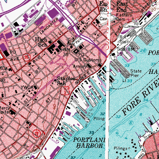 Topographic Map of Old Port Exchange, ME
