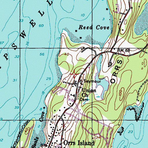 Topographic Map of Orrs Island Campground, ME