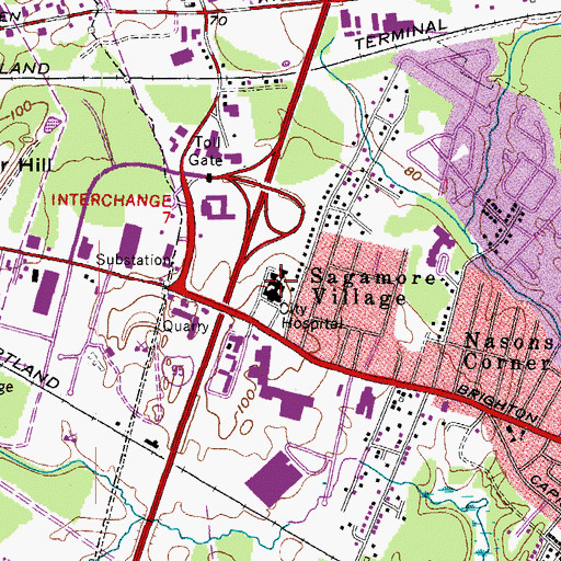 Topographic Map of Osteopathic Hospital of Maine, ME
