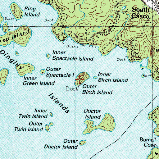 Topographic Map of Outer Birch Island, ME