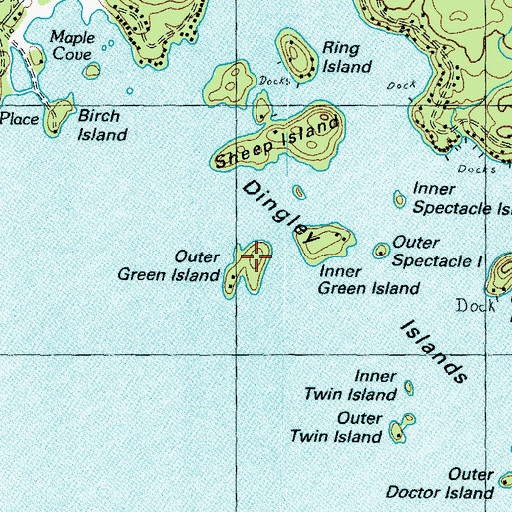 Topographic Map of Outer Green Island, ME