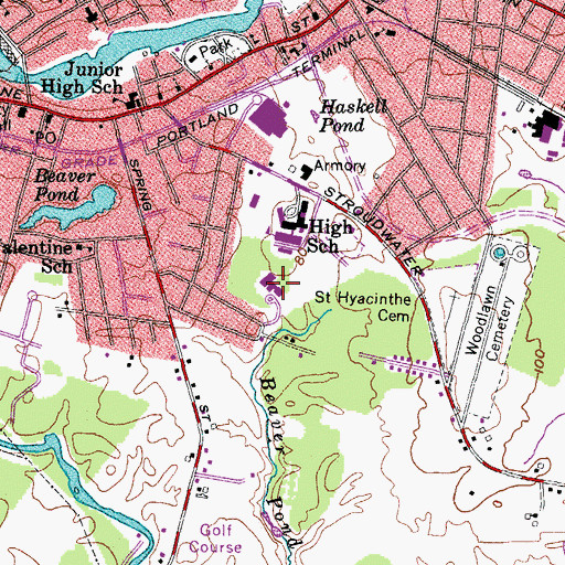 Topographic Map of Canal Elementary School, ME