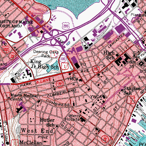 Topographic Map of Park Avenue Church of God, ME