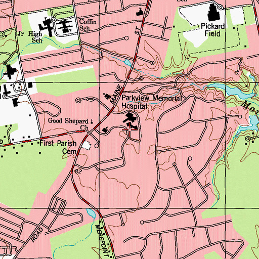 Topographic Map of Parkview Professional Building, ME