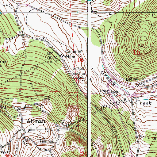 Topographic Map of School Section Mine, CO