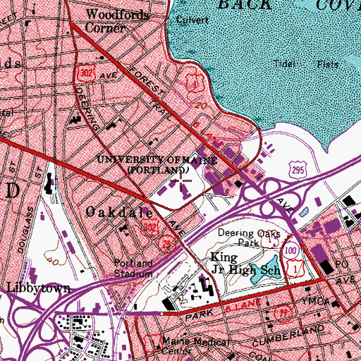 Topographic Map of Payson Smith Hall, ME