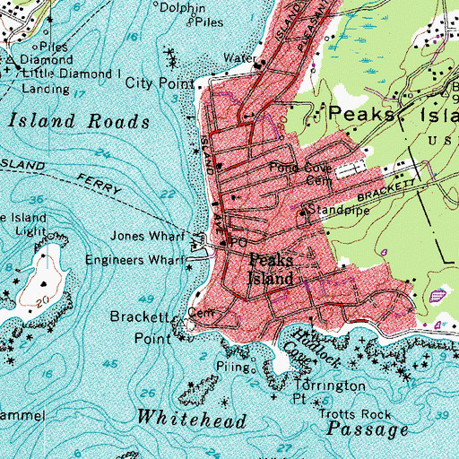 Topographic Map of Peak's Island Post Office, ME
