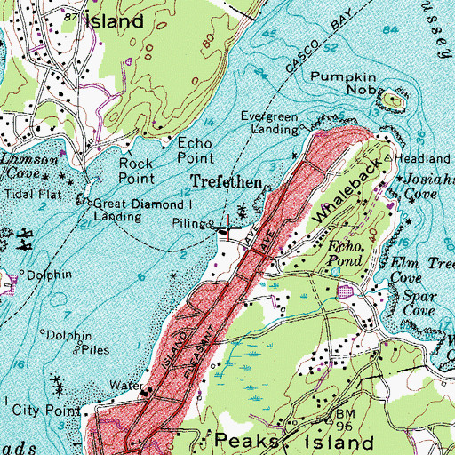 Topographic Map of Peaks Island Marina, ME
