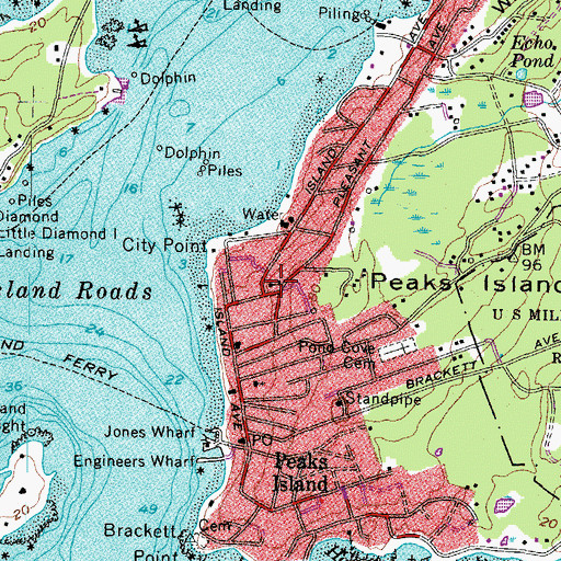 Topographic Map of Peaks Island Elementary School, ME