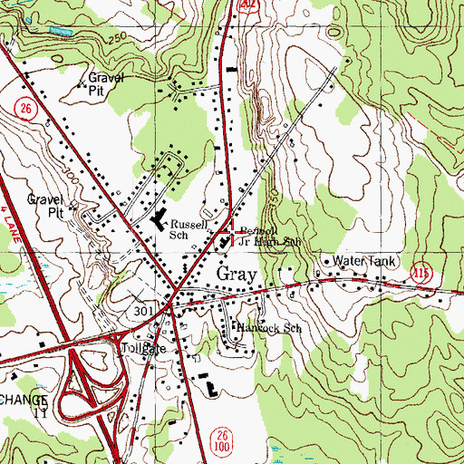 Topographic Map of Pennell Junior High School, ME