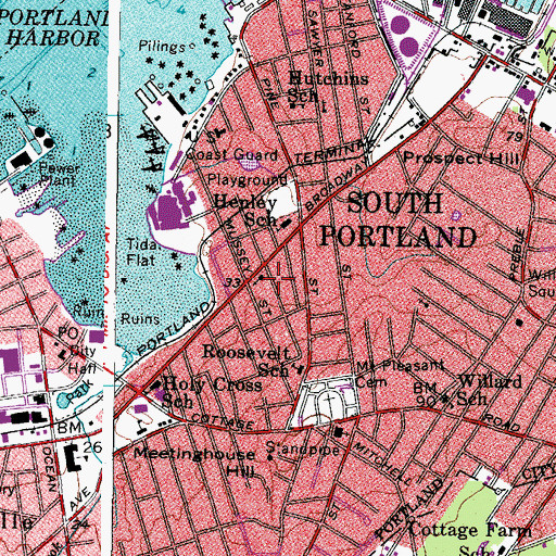 Topographic Map of Peoples United Methodist Church, ME