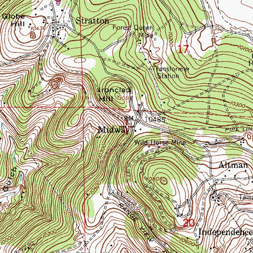 Topographic Map of Midway, CO