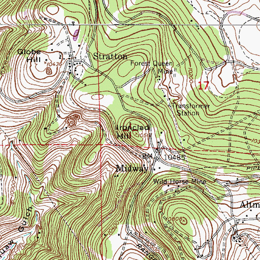Topographic Map of Ironclad Hill, CO