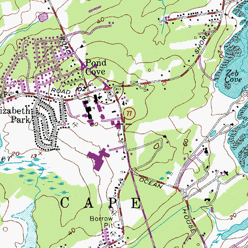 Topographic Map of Cape Elizabeth Depot Post Office, ME