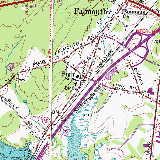 Topographic Map of Plummer-Motz School (historical), ME