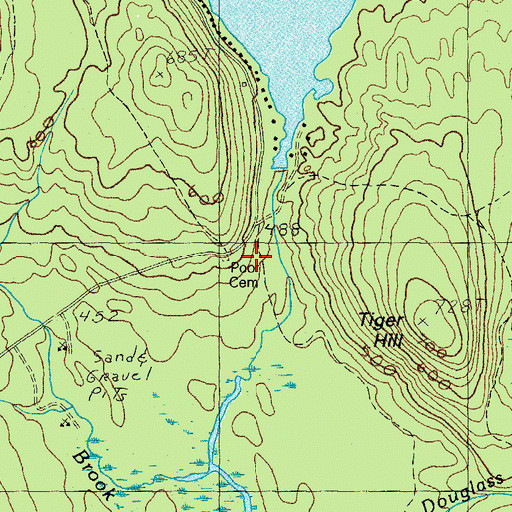 Topographic Map of Poor Cemetery, ME