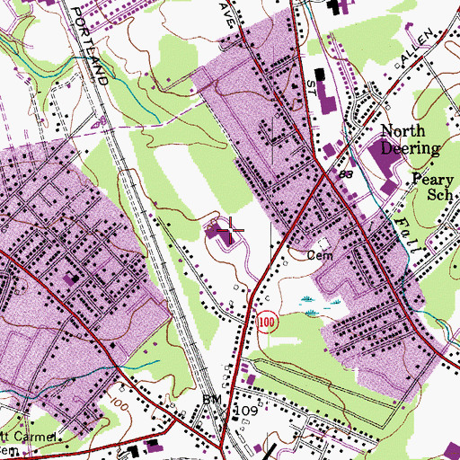Topographic Map of Portland Arts and Technology High School, ME