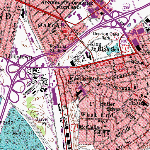 Topographic Map of Portland Exhibition Building, ME