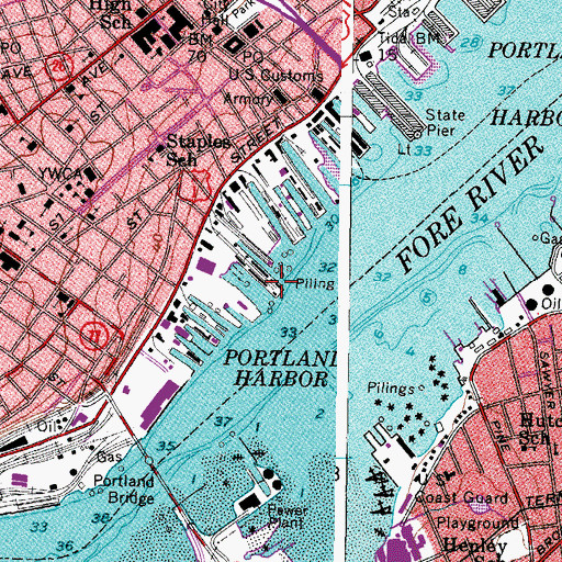 Topographic Map of Portland Fish Pier, ME