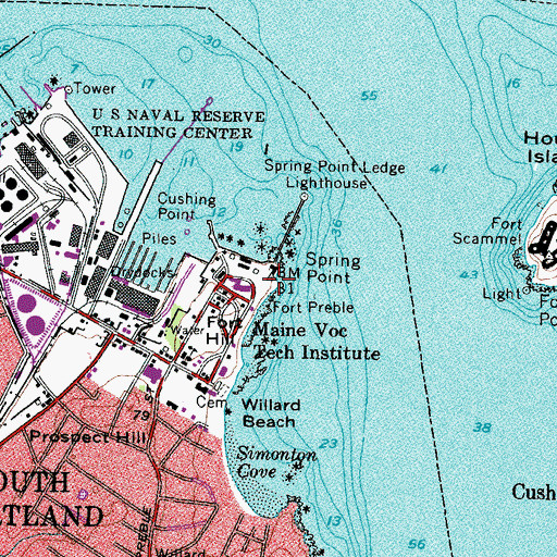 Topographic Map of Portland Harbor Museum, ME