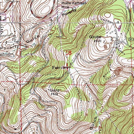 Topographic Map of Fairview, CO