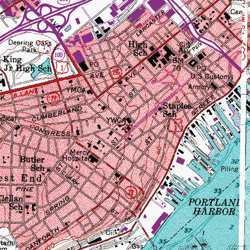 Topographic Map of Portland Museum of Art, ME