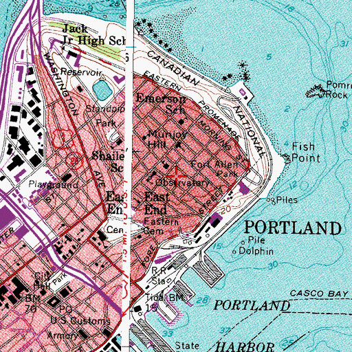 Topographic Map of Portland Observatory, ME