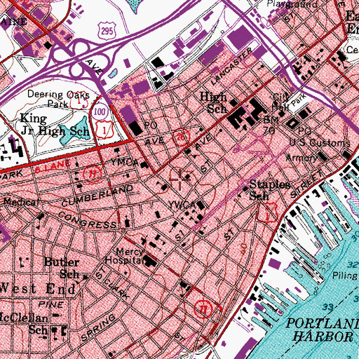 Topographic Map of Portland Performing Arts Center, ME