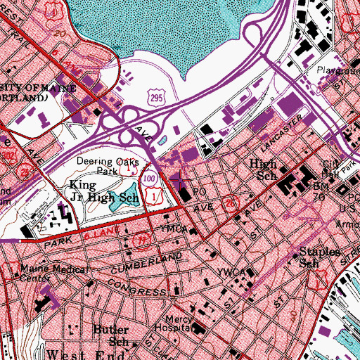 Topographic Map of Portland Post Office, ME