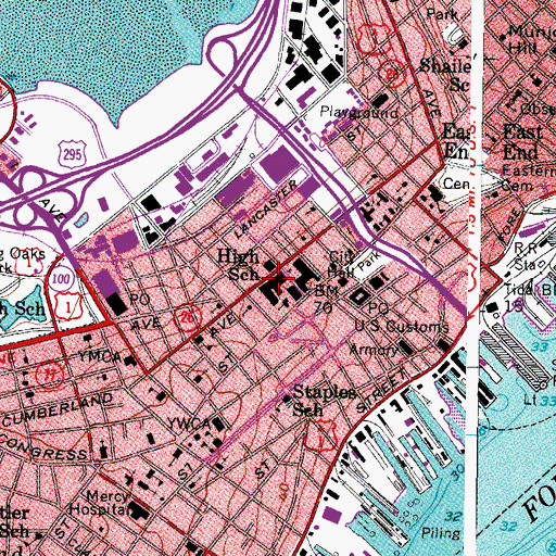 Topographic Map of Portland Society of Natural History, ME