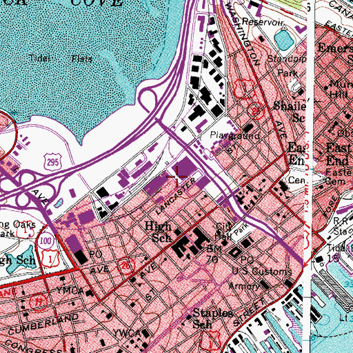 Topographic Map of Portland Stove Foundry, ME