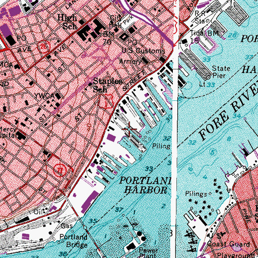 Topographic Map of Portland Visitor Information Center, ME