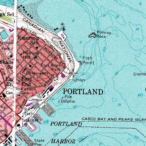 Topographic Map of Portland Yacht Services Complex, ME