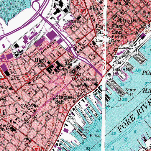 Topographic Map of Post Office Plaza, ME