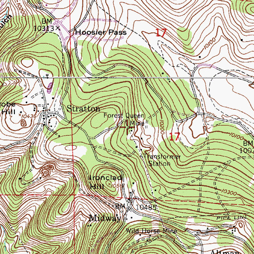 Topographic Map of Forest Queen Mine, CO