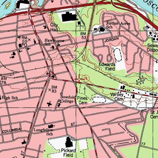 Topographic Map of Presidents House, ME