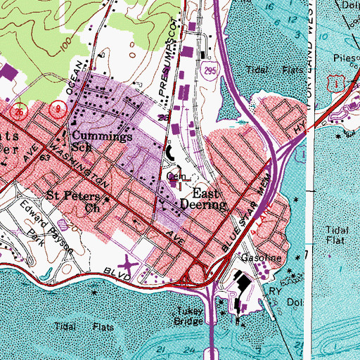 Topographic Map of Presumpscot School, ME