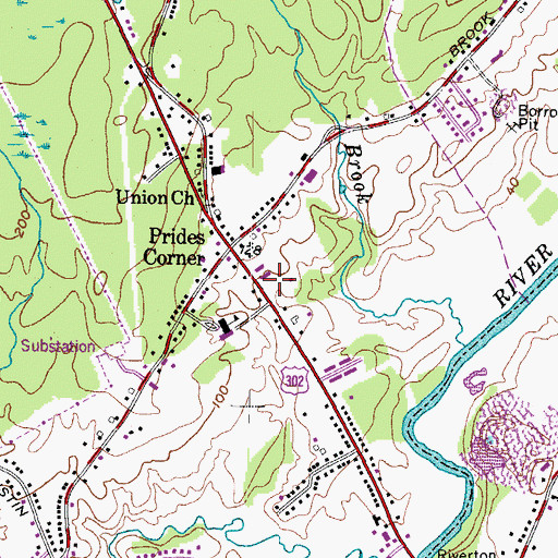 Topographic Map of Prides Corner Fire Station, ME