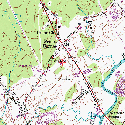 Topographic Map of Prides Corner School, ME