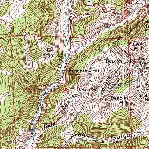 Topographic Map of Rosebud Hill, CO