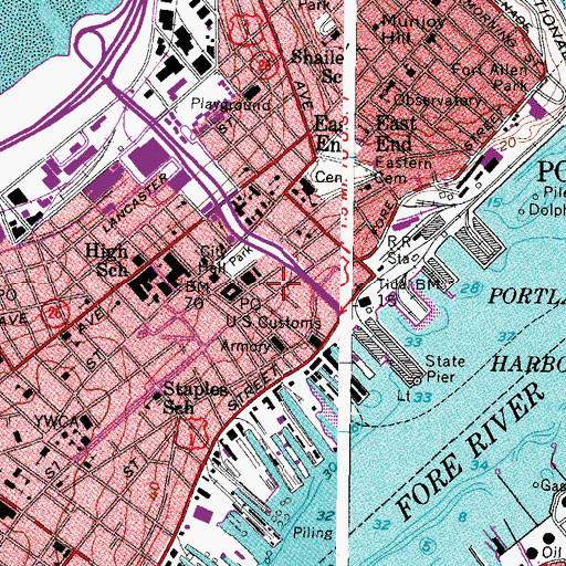 Topographic Map of Rackleff Building, ME
