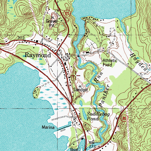 Topographic Map of Raymond Village Community Church, ME