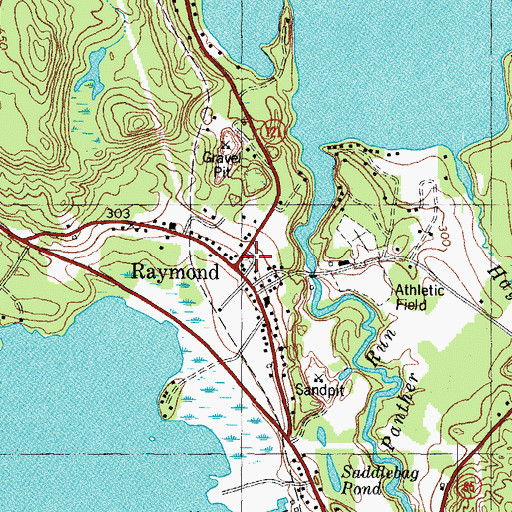 Topographic Map of Raymond Village Library, ME