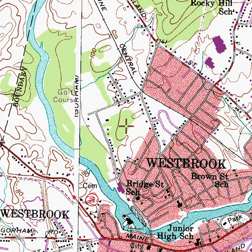 Topographic Map of River Meadow Golf Course, ME