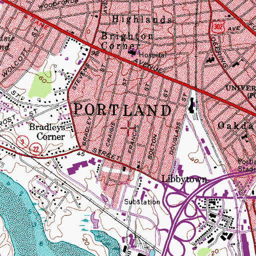 Topographic Map of Rosemont, ME