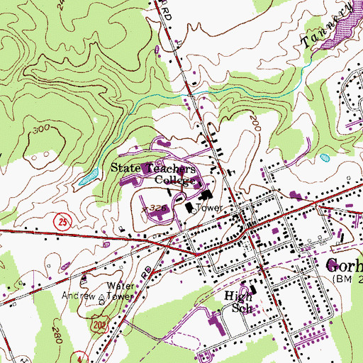 Topographic Map of Russell Hall, ME