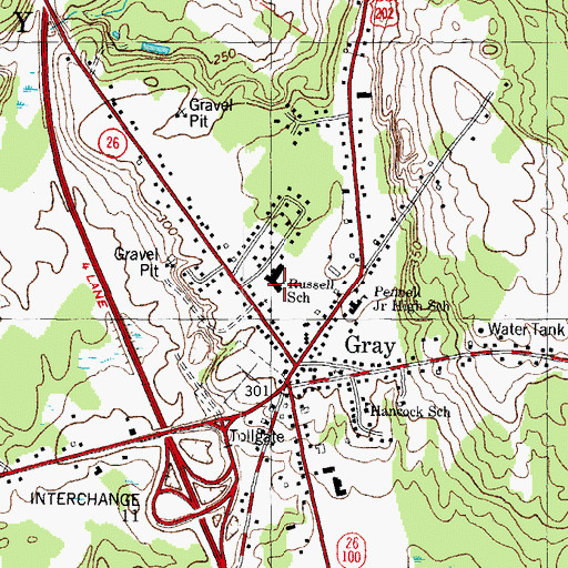 Topographic Map of Russell School, ME
